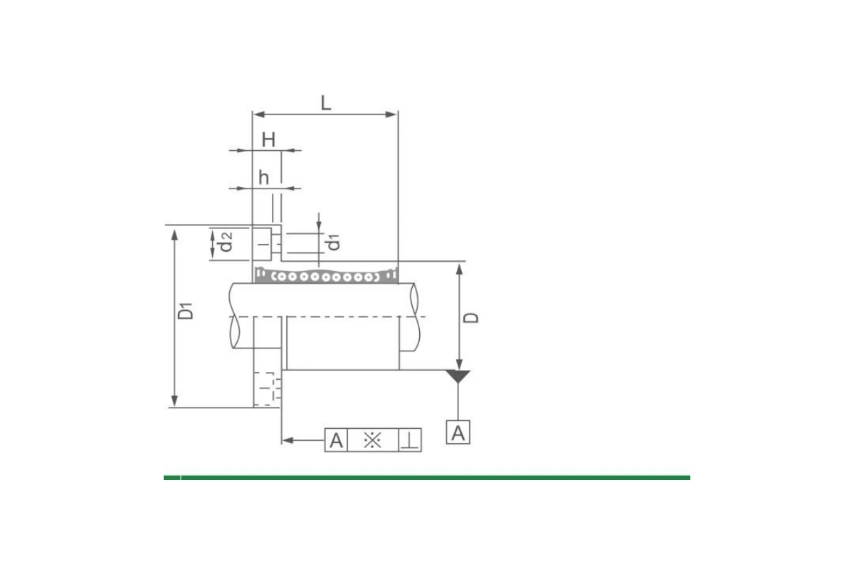 Pilot Flanged Linear Bearings dimensional reference